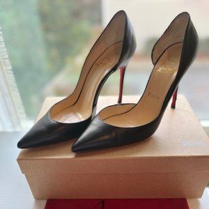 Christian Louboutin Half-d'Orsay Iriza 100mm Black Size 37.5